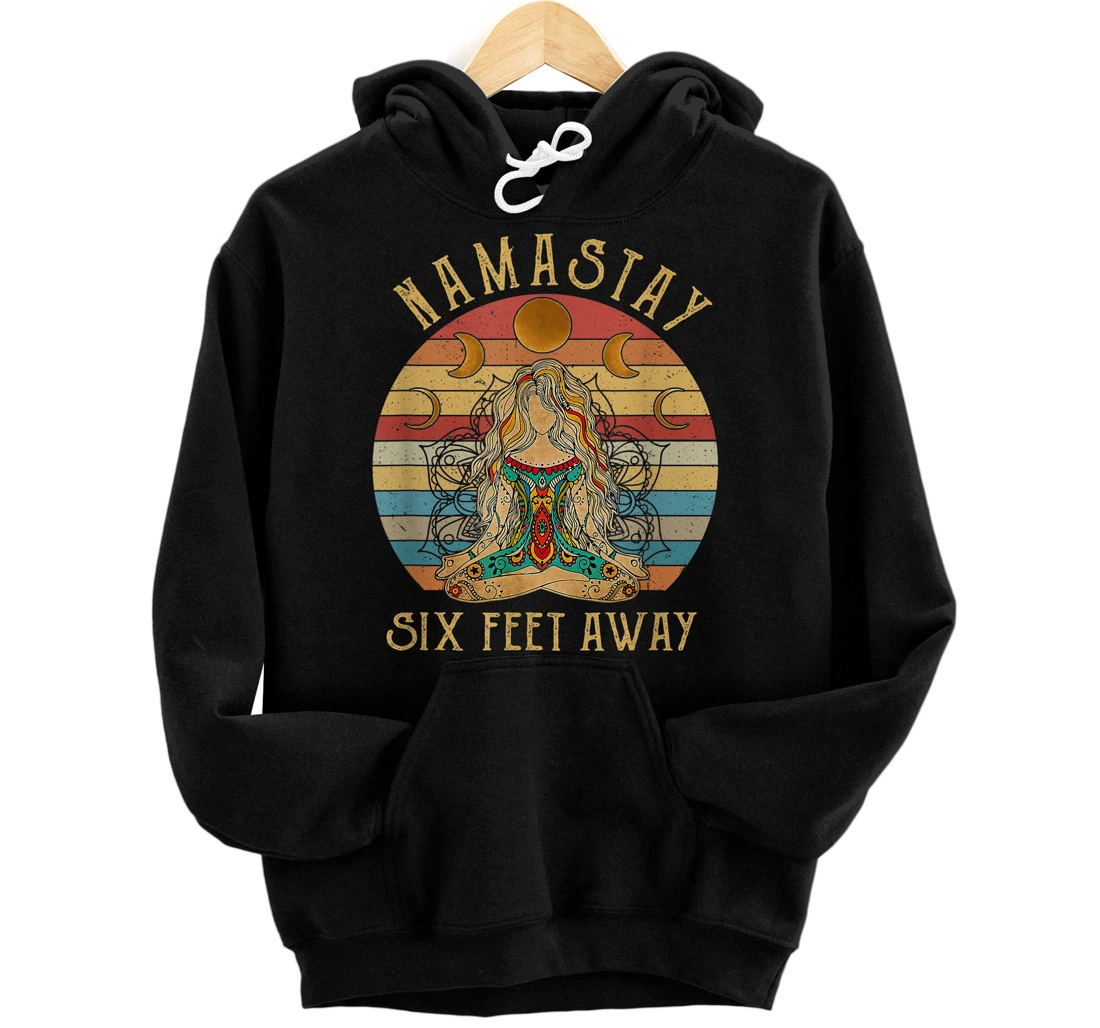 Personalized Yoga Girls Hippie Namaste Namastay 6 Feet Away Vintage Pullover Hoodie