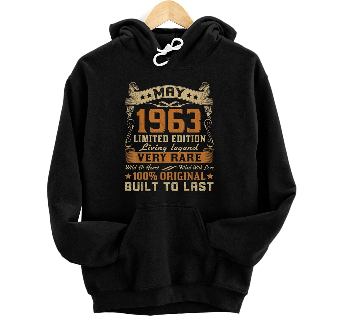 Personalized 58th Birthday Gift 58 Years Old Retro Vintage May 1963 Pullover Hoodie