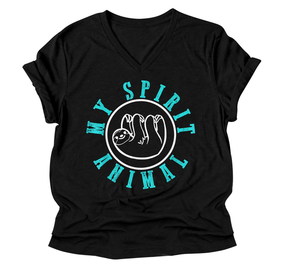 Personalized Sloth Shirt Men Women Kids My Spirit Animal is A Sloth V-Neck T-Shirt