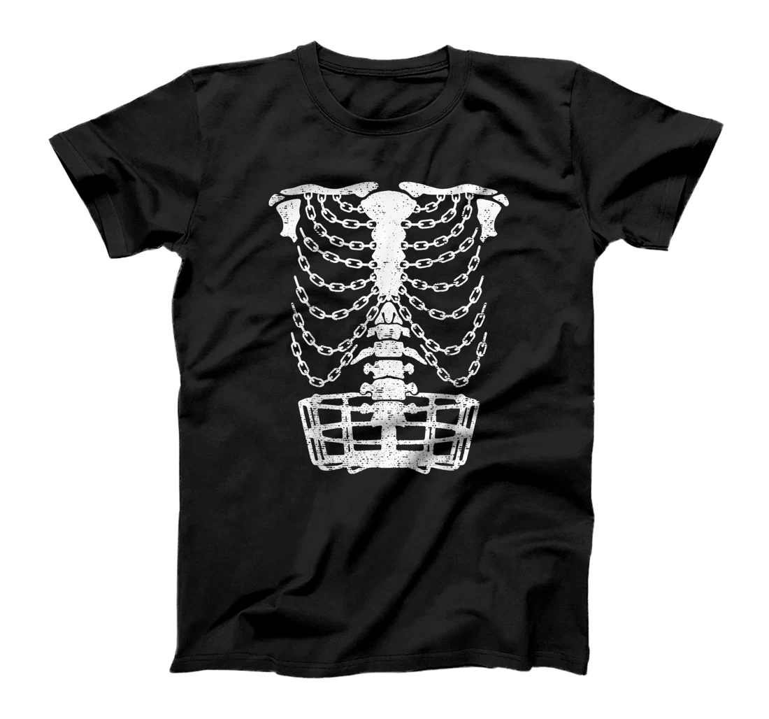 Personalized Disc Golf Frolf Player Basket Chains Ribcage Golfer Skeleton T-Shirt, Kid T-Shirt and Women T-Shirt