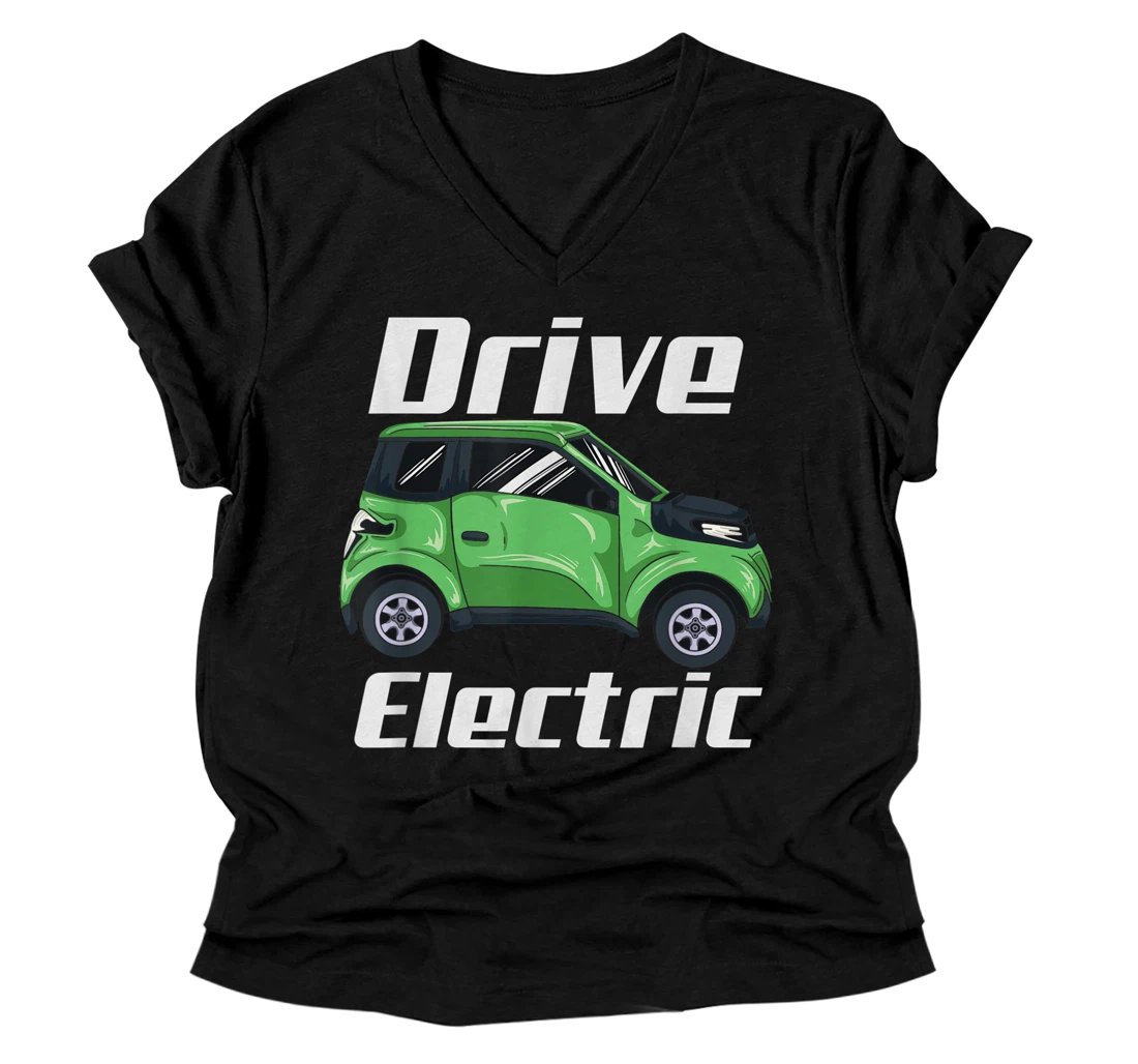 Personalized drive electric - Footprint, Nature, power, electric car V-Neck T-Shirt