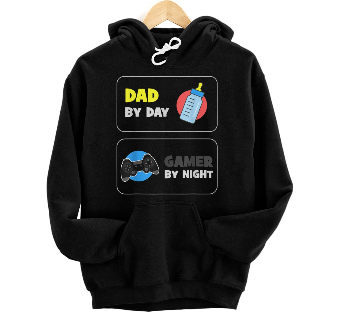 Personalized Dad by day Gamer by Night Funny Fathers Day Pullover Hoodie