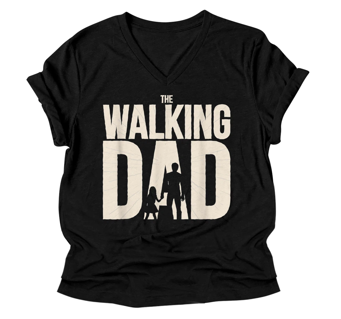 Personalized The Walking Dad Father's Day New Dad Gifts Parent Funny V-Neck T-Shirt