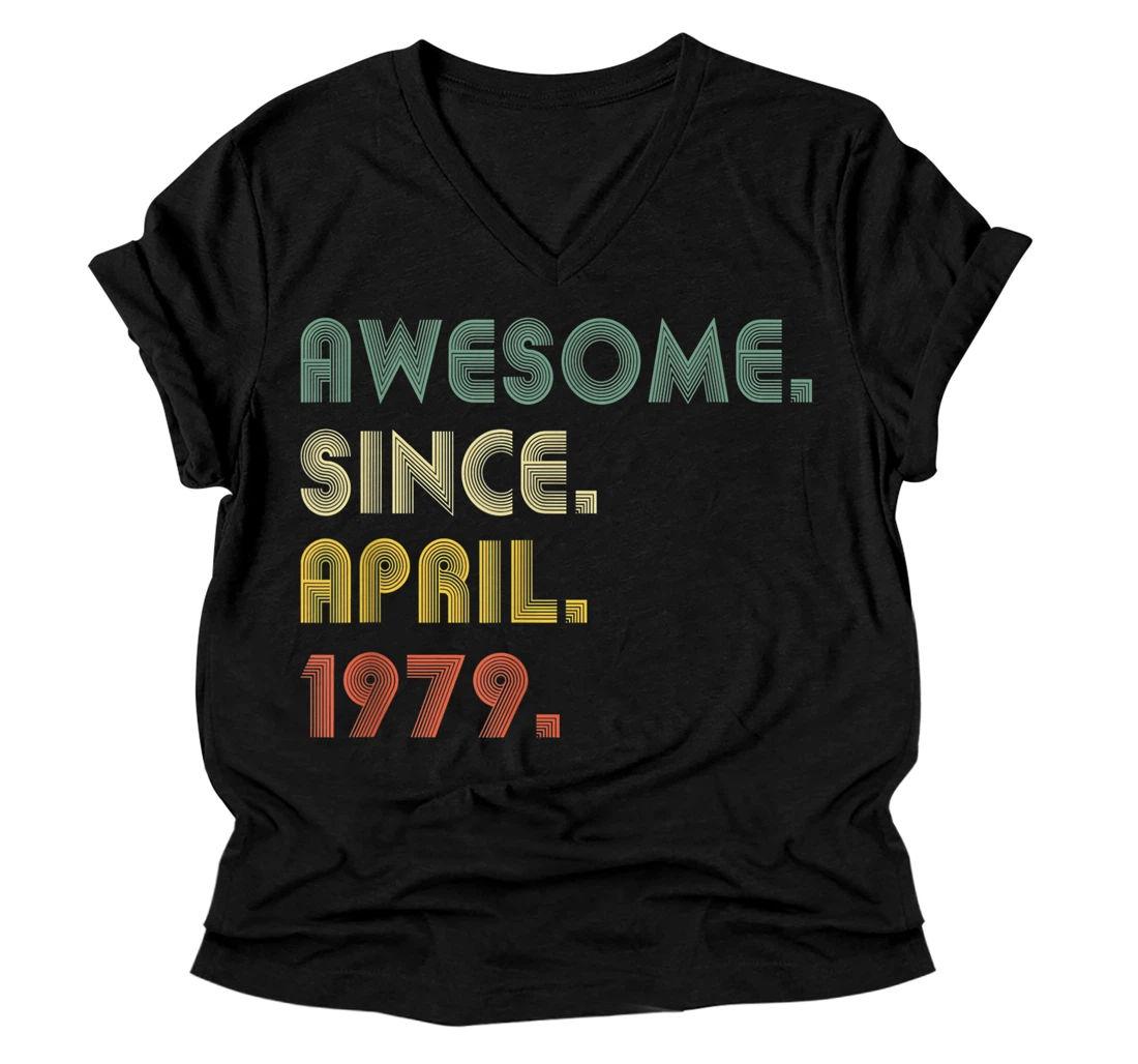 Personalized Awesome Since April 1979 42Th Birthday Gifts 42 Years Old V-Neck T-Shirt
