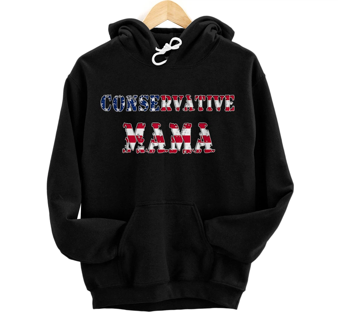 Personalized Conservative Mama USA Flag Pullover Hoodie
