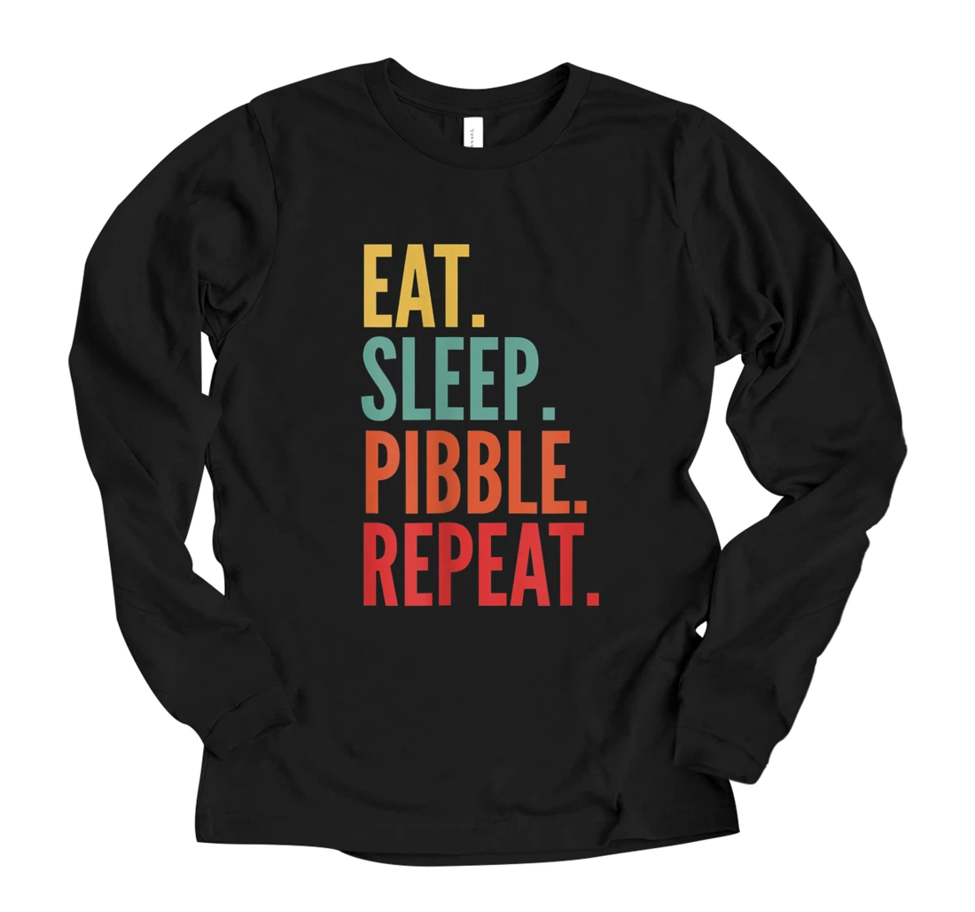 Personalized Pibble Crypto, Eat Sleep Pibble Repeat Long Sleeve T-Shirt