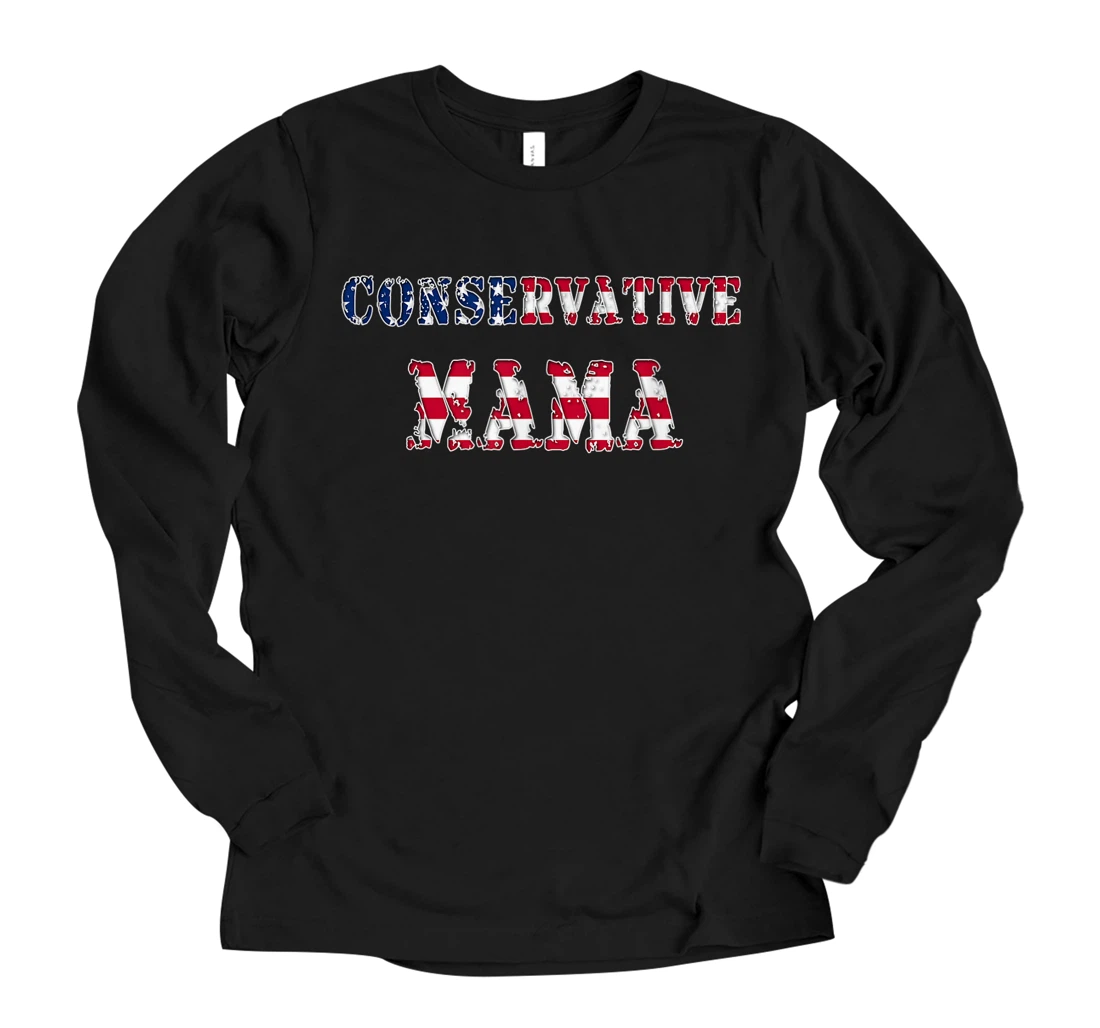 Personalized Conservative Mama USA Flag Long Sleeve T-Shirt