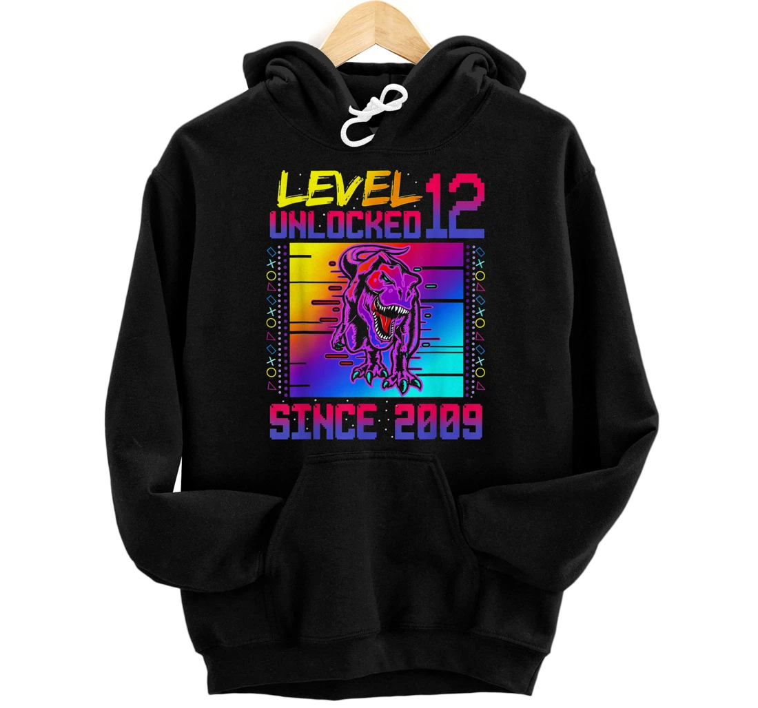 Personalized Level 12 Unlocked 12th Birthday dinosaur birthday boy birth Pullover Hoodie