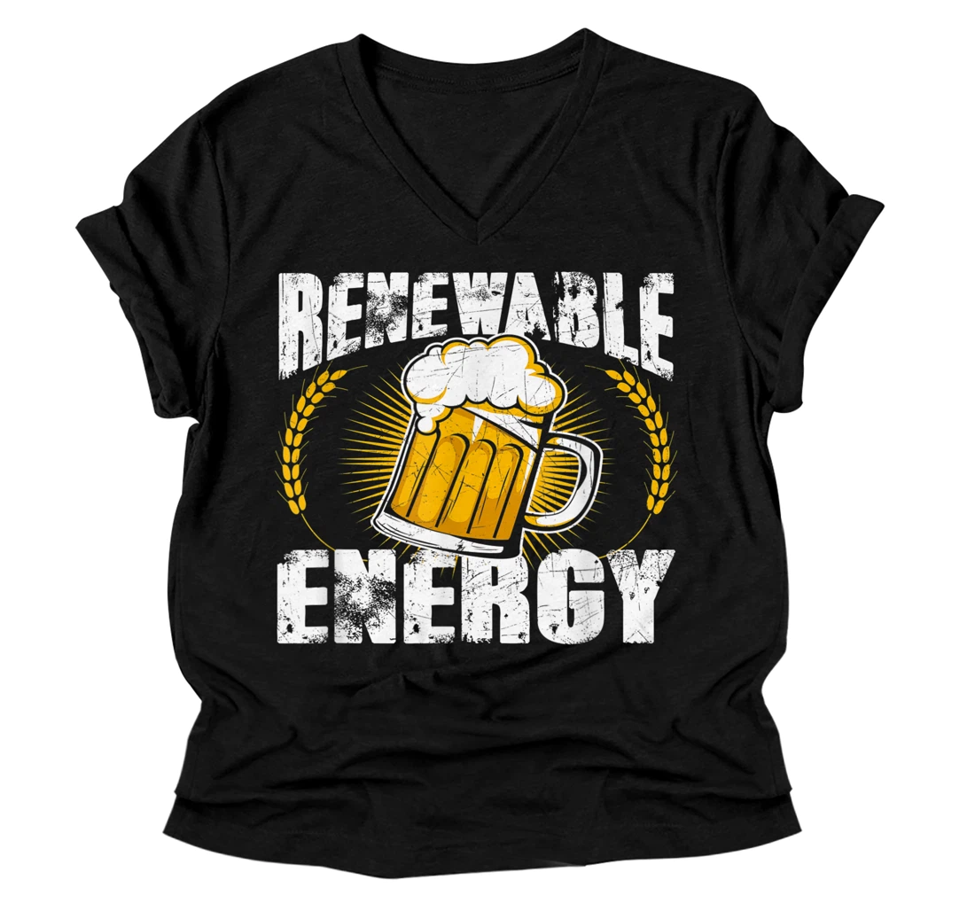 Personalized Environmental Beer Delicious Renewable Energy V-Neck T-Shirt