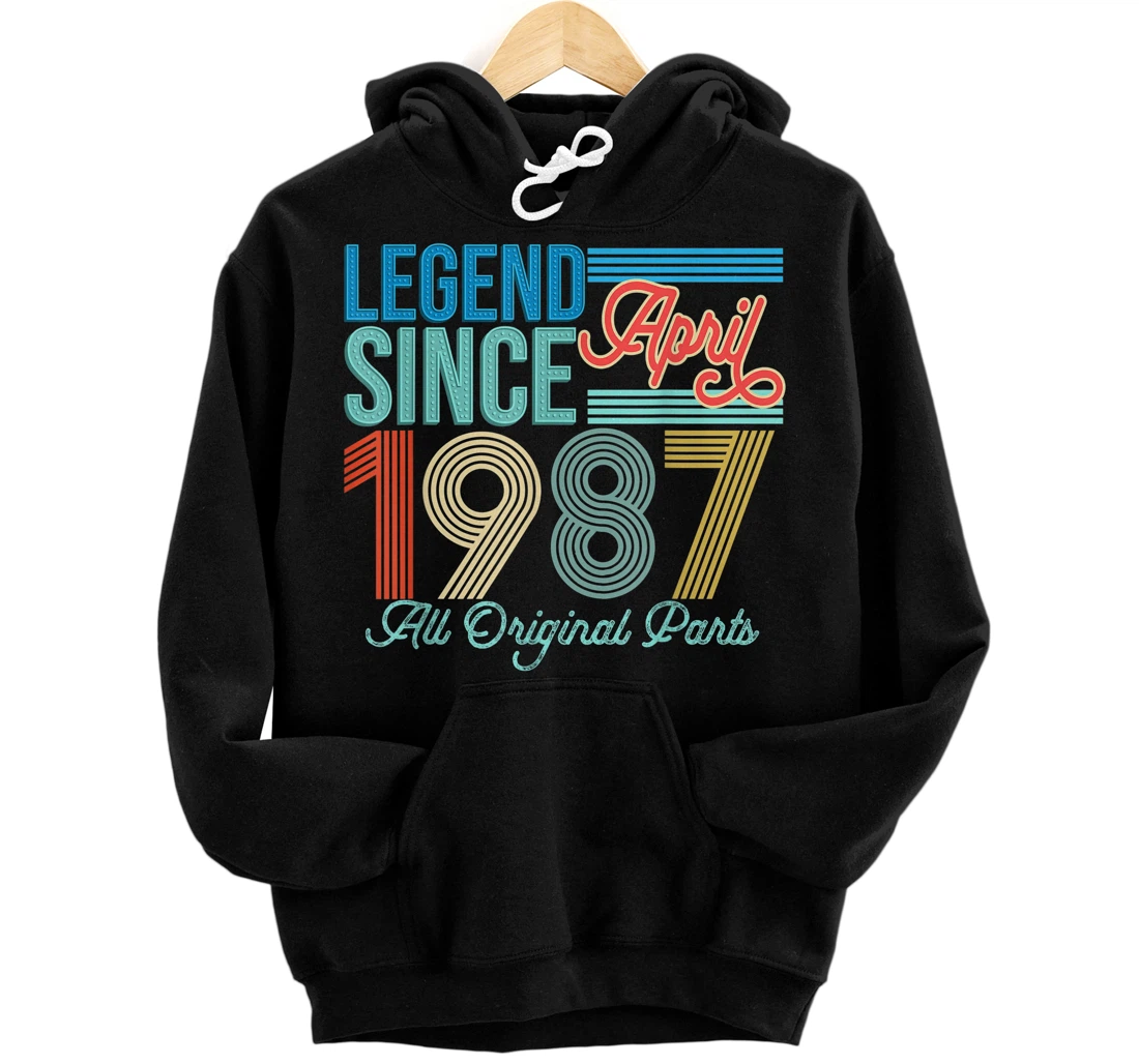 Personalized Vintage 1987 Birthday Shirt April 1987 Vintage 34th Birthday Pullover Hoodie