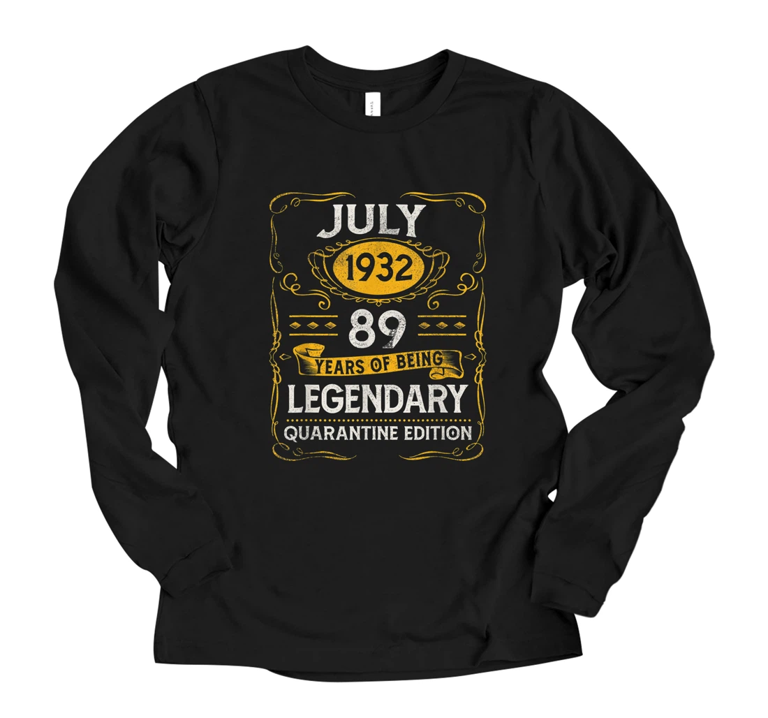 Personalized 89 Years Old Vintage July 1932 89th Birthday Quarantine Long Sleeve T-Shirt