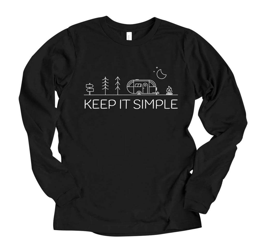 Personalized Keep It Simple Minimalist Camper Camping Hiking Woodsy Premium Long Sleeve T-Shirt