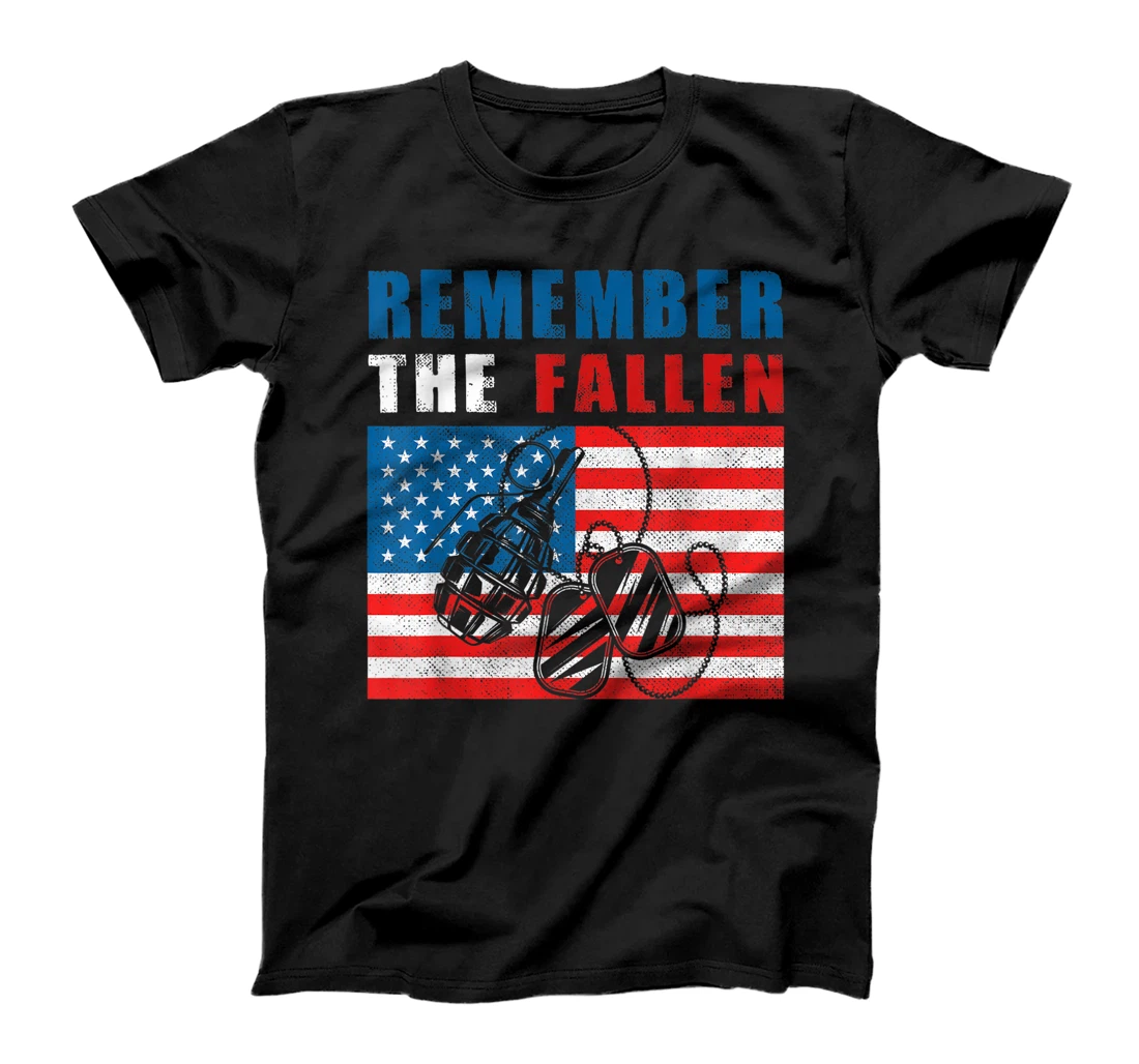 Personalized Remember The Fallen American Flag Granades Soldier USA T-Shirt, Women T-Shirt