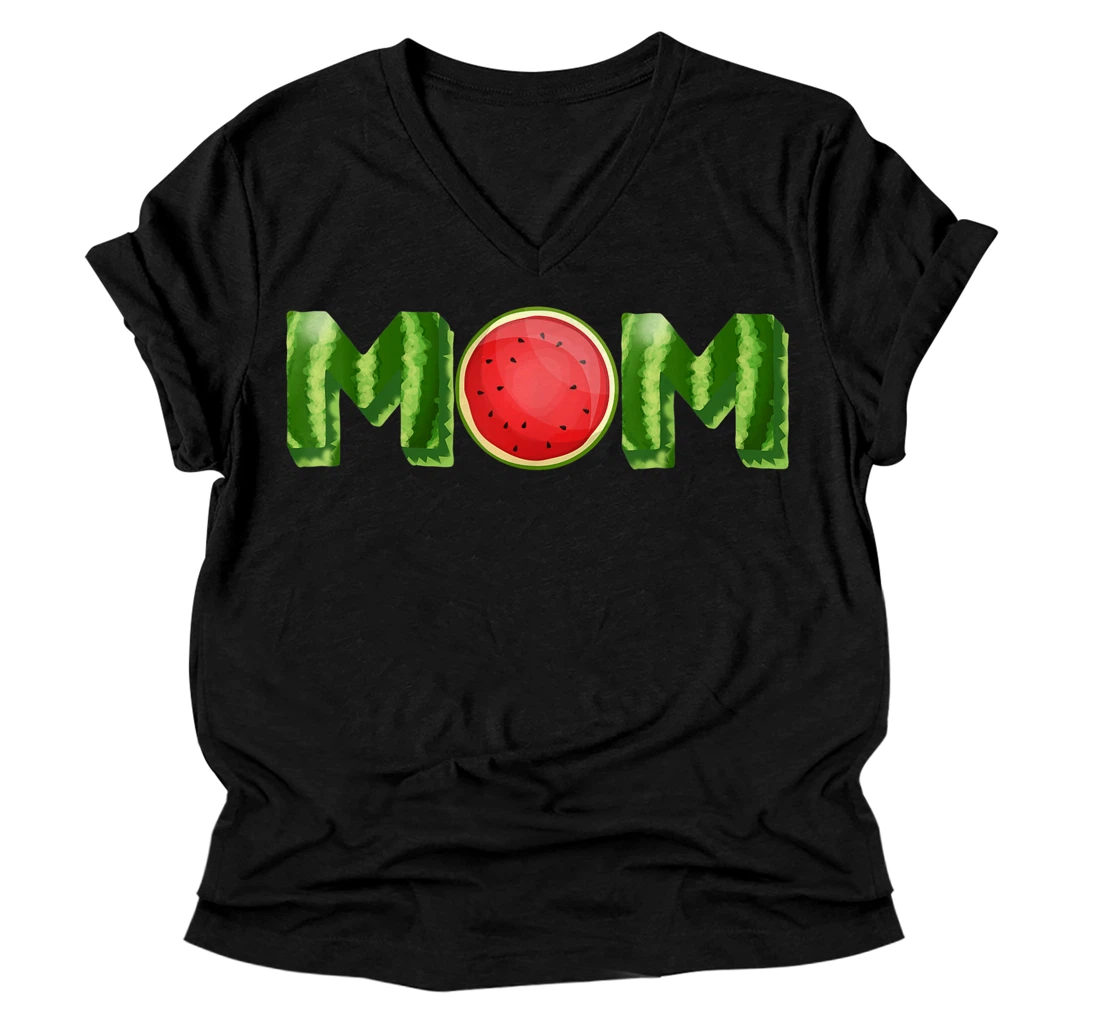 Personalized Mom Watermelon Matching Family Fruit Summer Mother's Day V-Neck T-Shirt