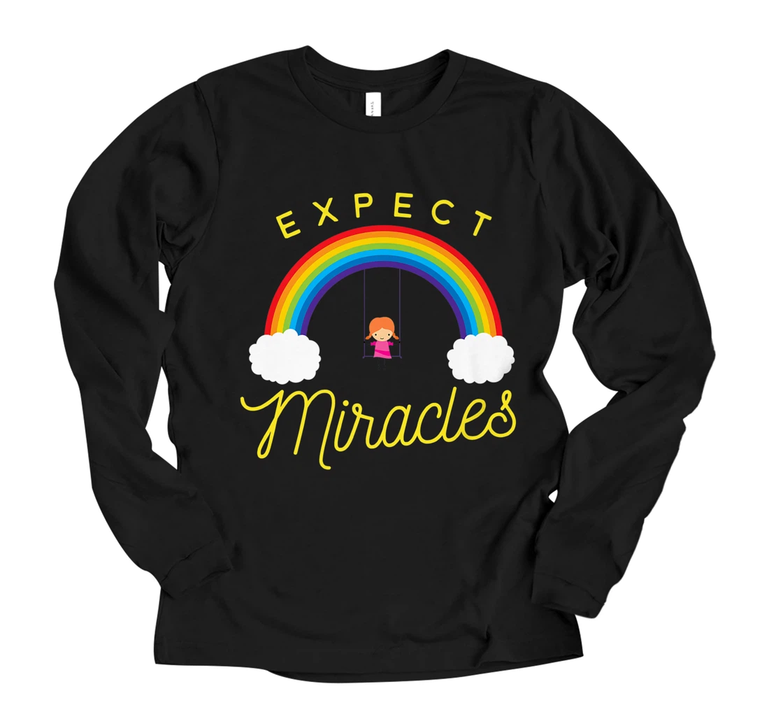 Personalized Expect Miracles Optimistic Rainbow Funny Cute Premium Long Sleeve T-Shirt