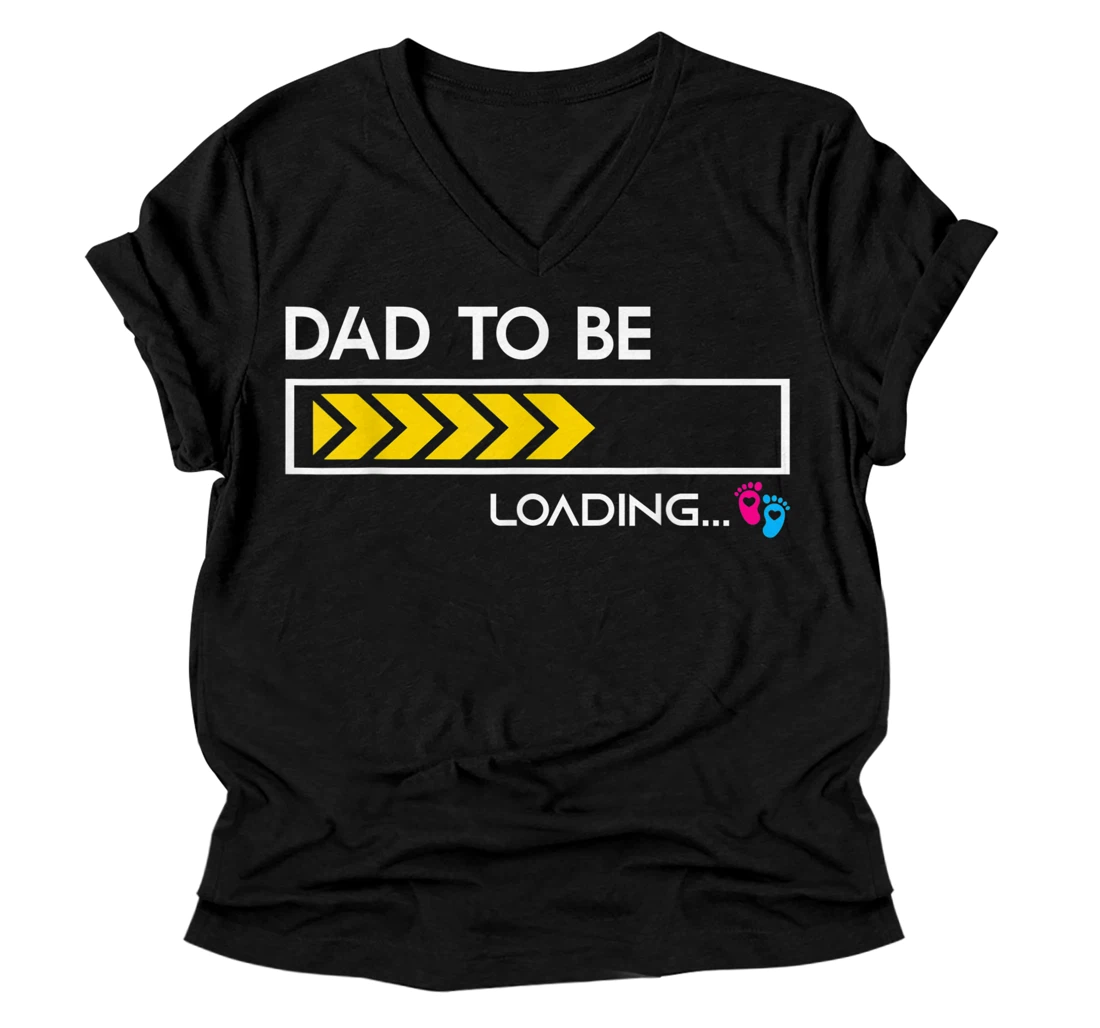 Personalized Mens Dad To Be Loading Promoted To Dad Father Day New Dad 2021 V-Neck T-Shirt