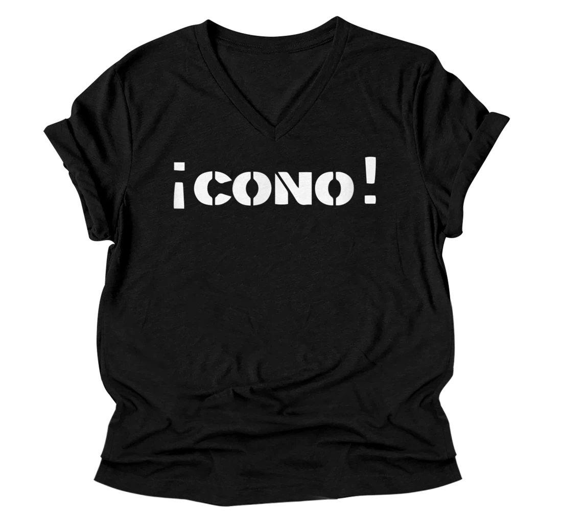 Personalized iCono Funny Spanish Cuban Slang Bilingual V-Neck T-Shirt