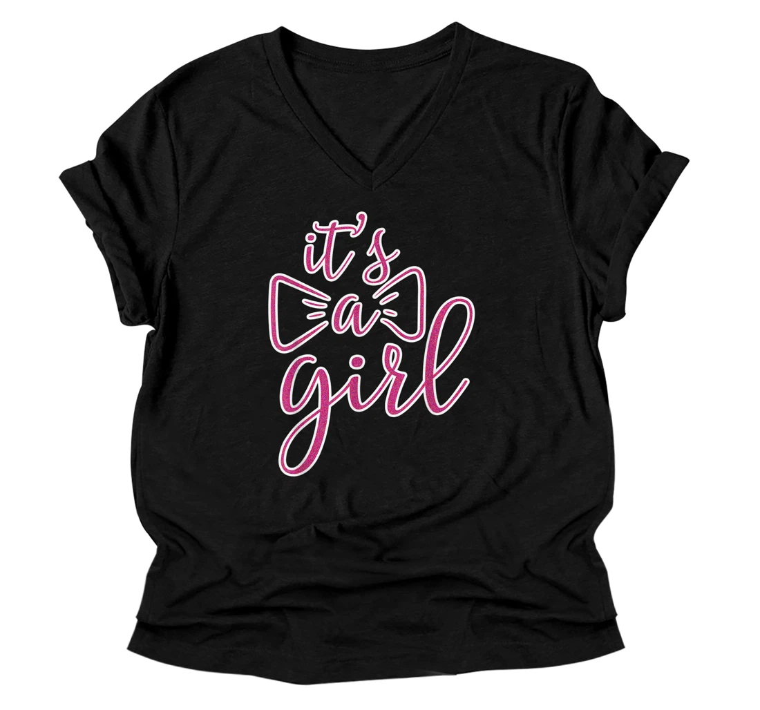 Personalized its a girl - Announcement V-Neck T-Shirt
