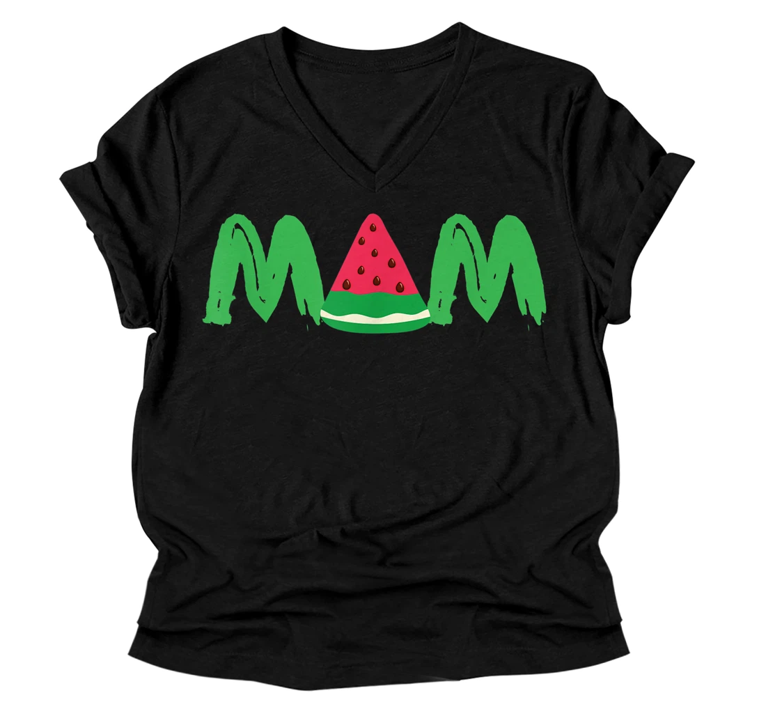 Personalized Frutti Tutti Watermelon Tropical Mom Summer Fruit Gifts V-Neck T-Shirt