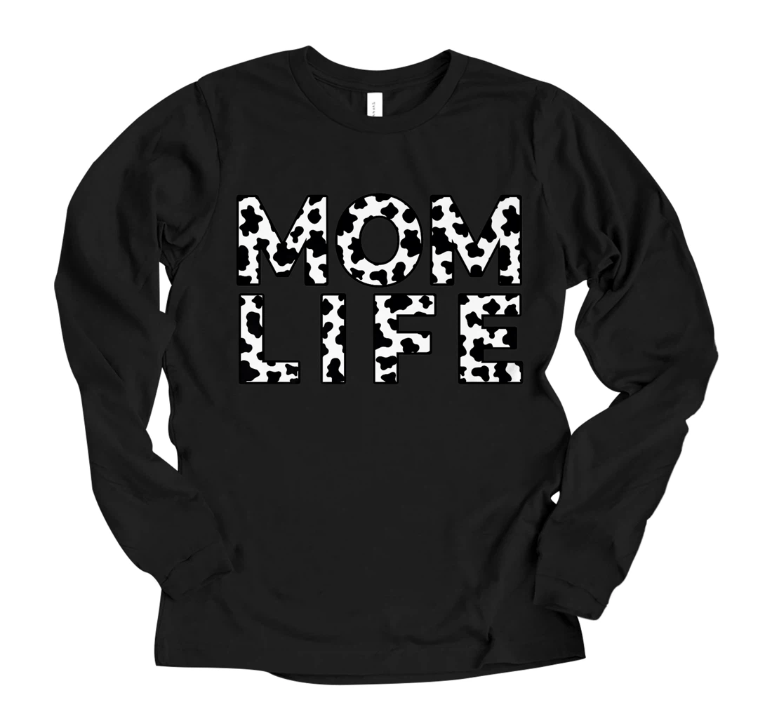 Personalized Cow Print Farm Life Mom Life Mama Mothers Day Mother's Day Premium Long Sleeve T-Shirt
