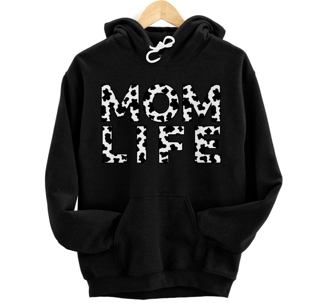 Personalized Cow Print Farm Life Mom Life Mama Mothers Day Mother's Day Premium Pullover Hoodie