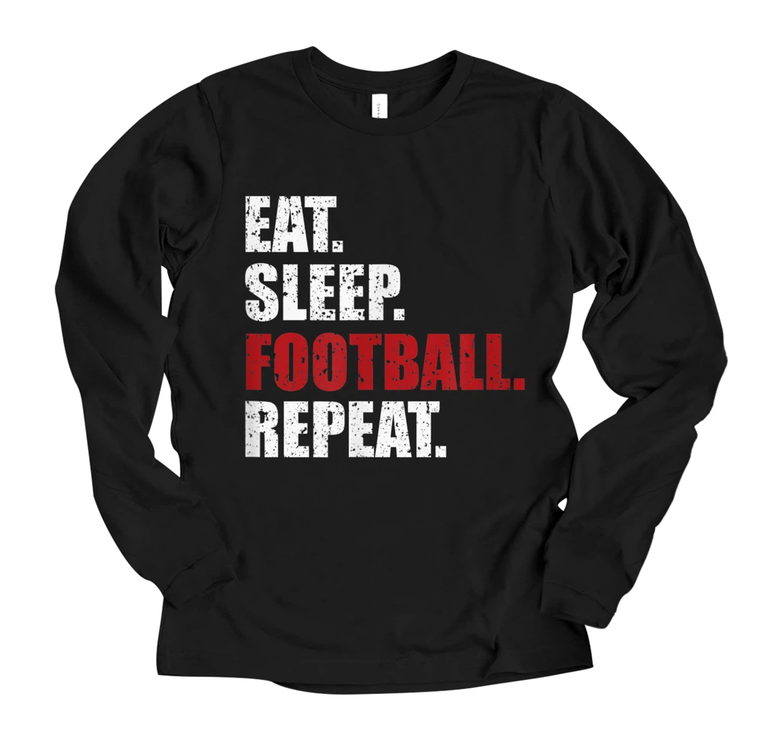 Personalized Eat Sleep Football Repeat Long Sleeve T-Shirt