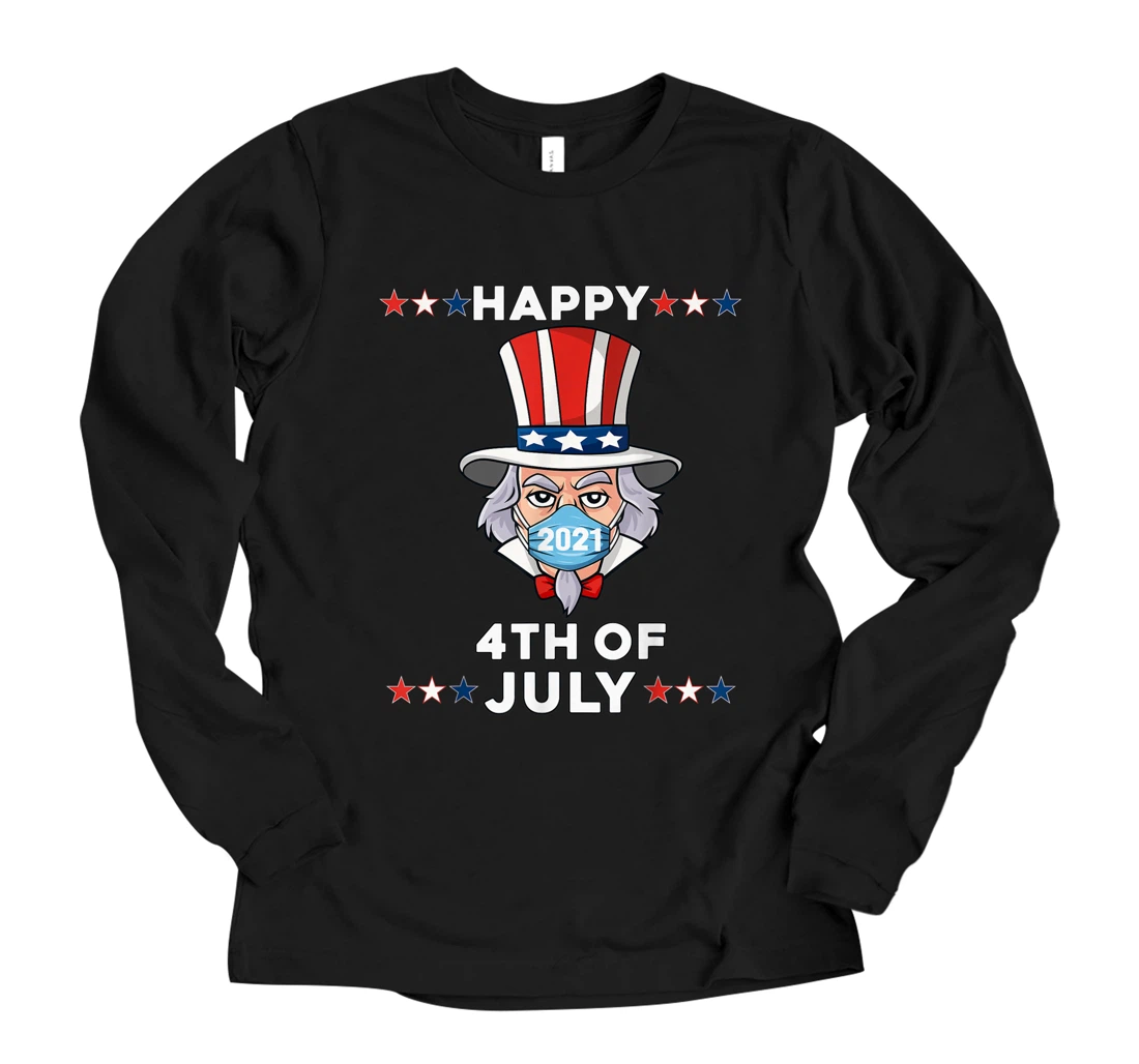 Personalized Uncle Sam In A Mask 4th Of July 2021 Funny Boys Kids Teens Long Sleeve T-Shirt