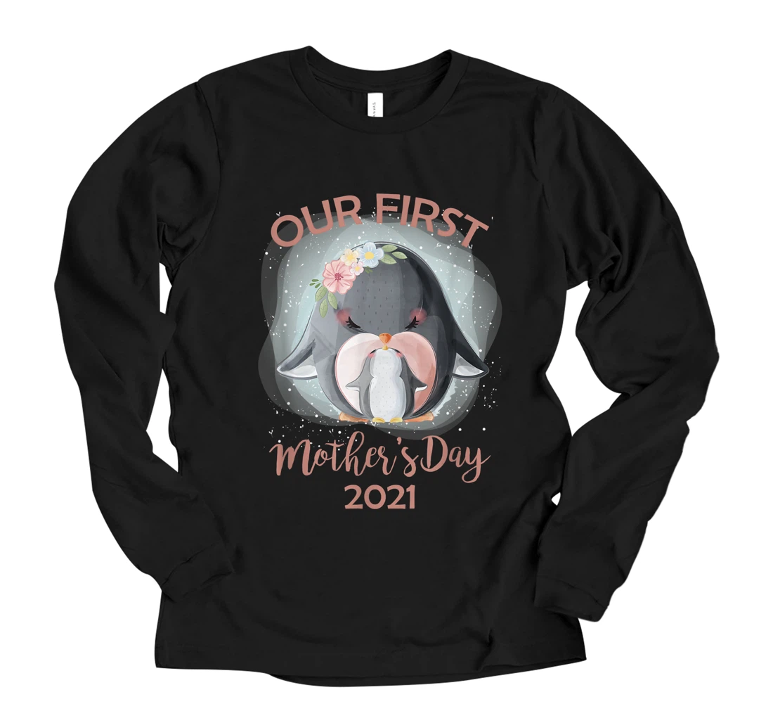 Personalized Our First Mother's Day Cute Penguin Mothers Day Long Sleeve T-Shirt