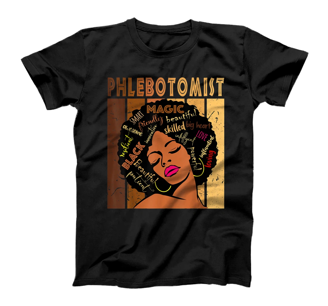 Personalized Black Phlebotomist Strong Afro African American Women T-Shirt, Women T-Shirt