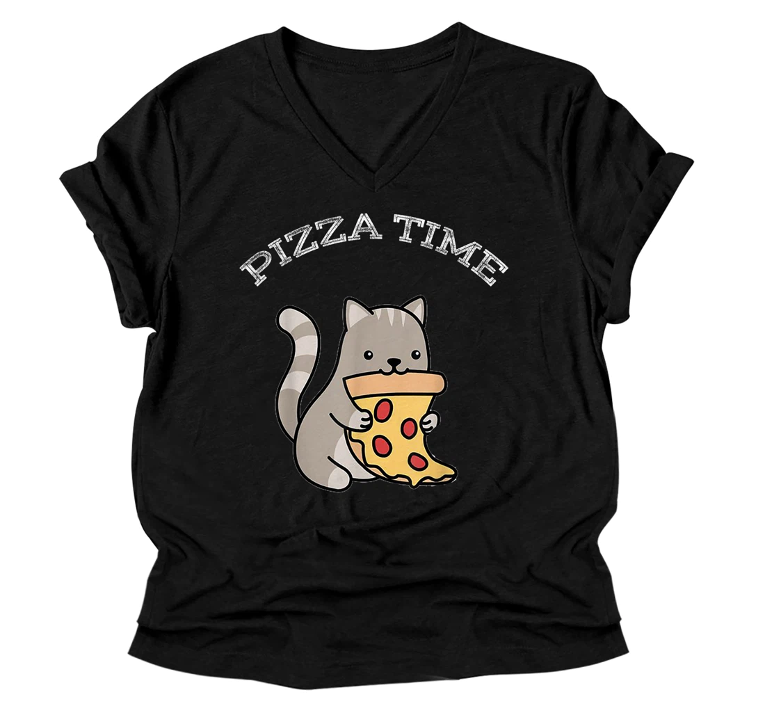 Personalized Pizza Cat V-Neck T-Shirt