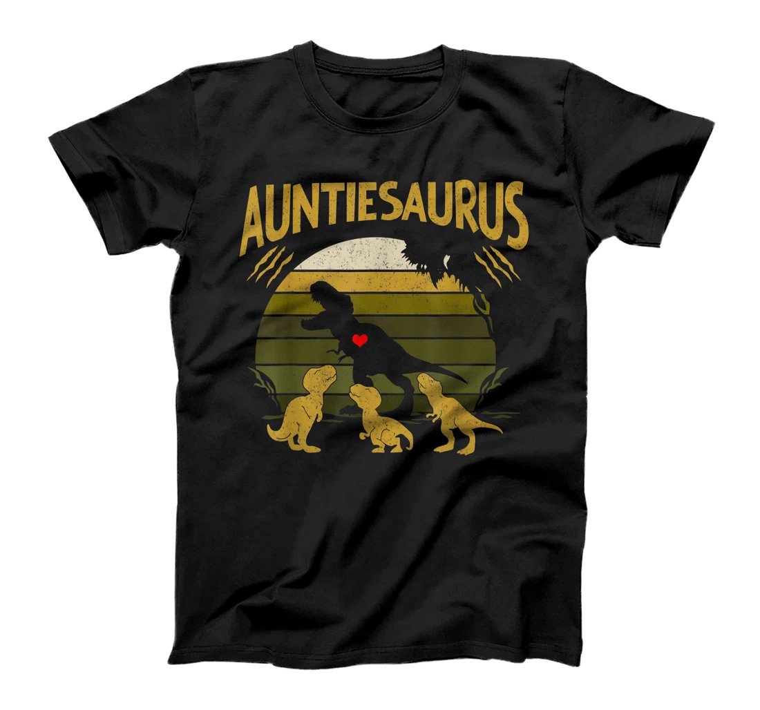 Personalized Vintage Retro 3 Kids Auntiesaurus Dinosaur Lover T-Shirt, Kid T-Shirt and Women T-Shirt