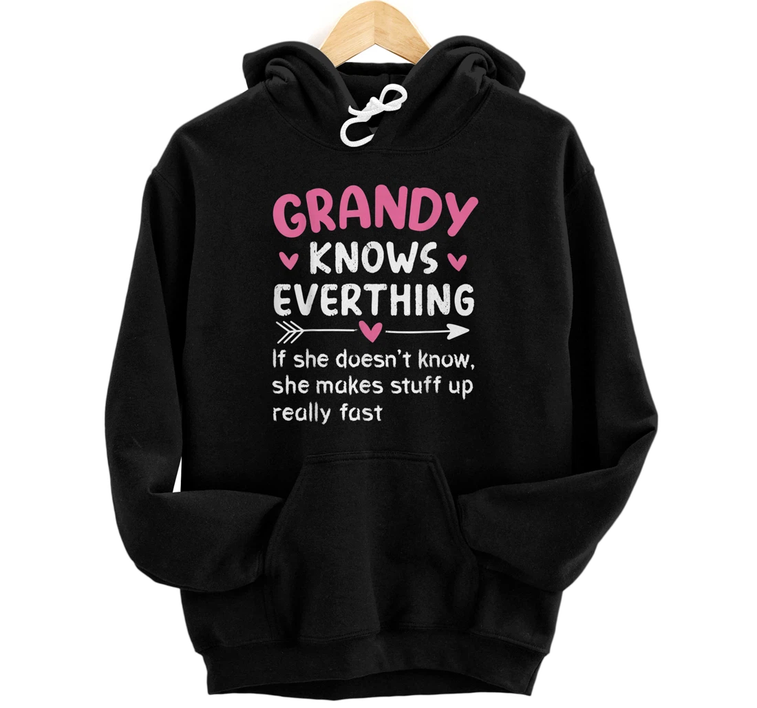 Personalized Grandy Knows Everything Vintage Mother's Day Grandma Pullover Hoodie
