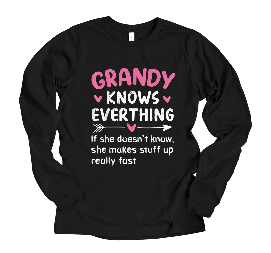Personalized Grandy Knows Everything Vintage Mother's Day Grandma Long Sleeve T-Shirt