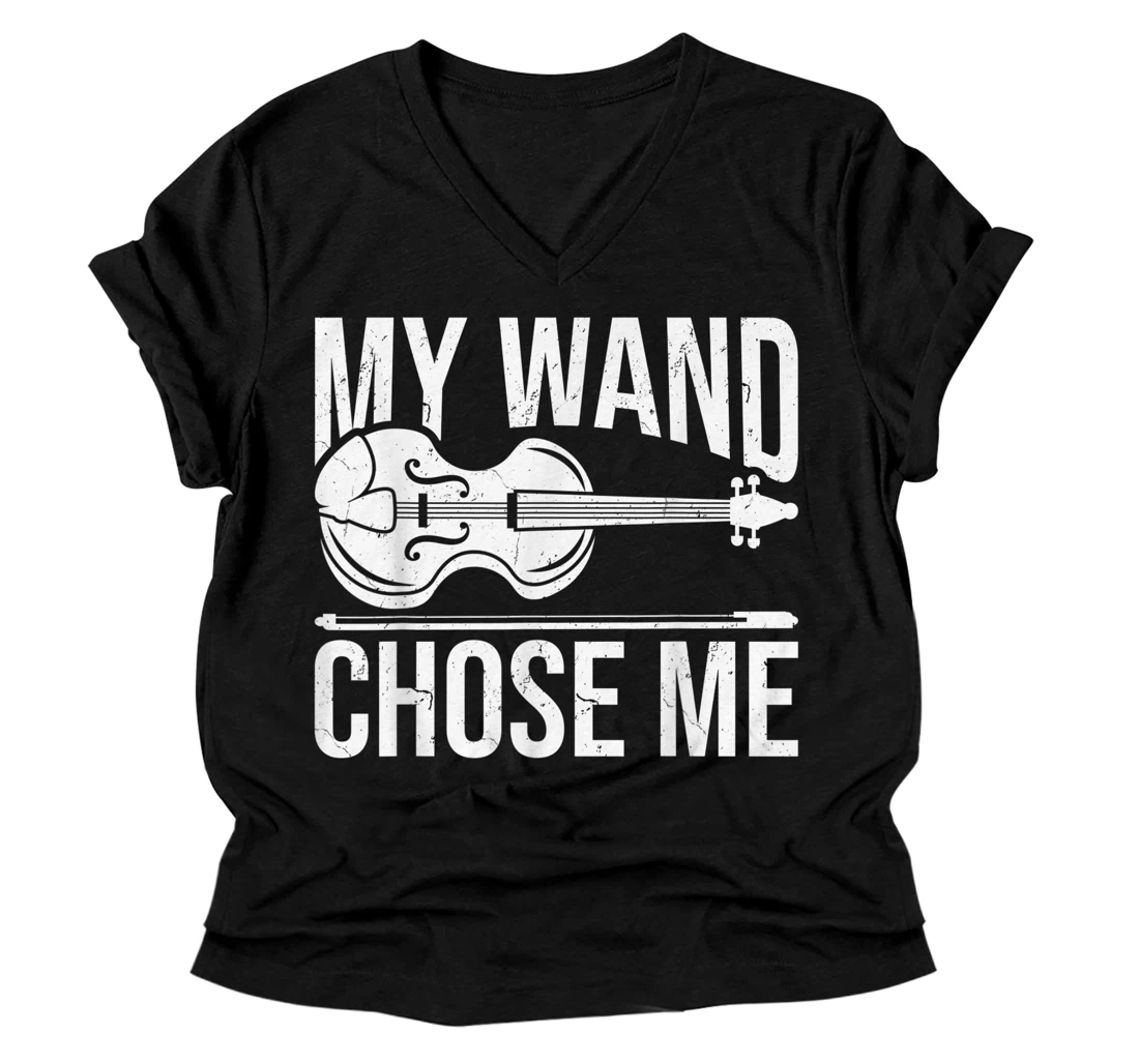 Personalized My Wand Violin Chose Me V-Neck T-Shirt V-Neck T-Shirt
