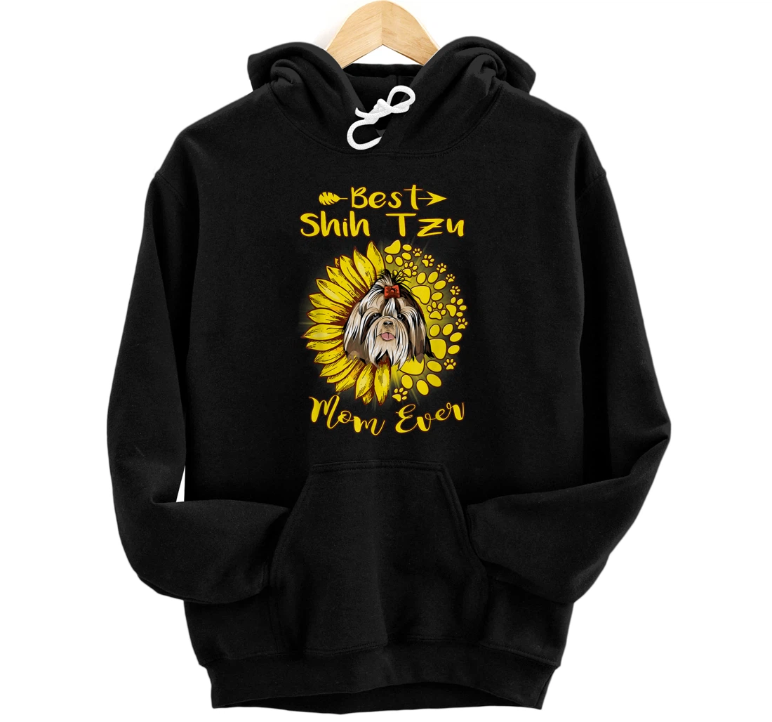 Personalized Best Shih Tzu Dog Mom Ever Sunflower Funny Paw Lover Pullover Hoodie