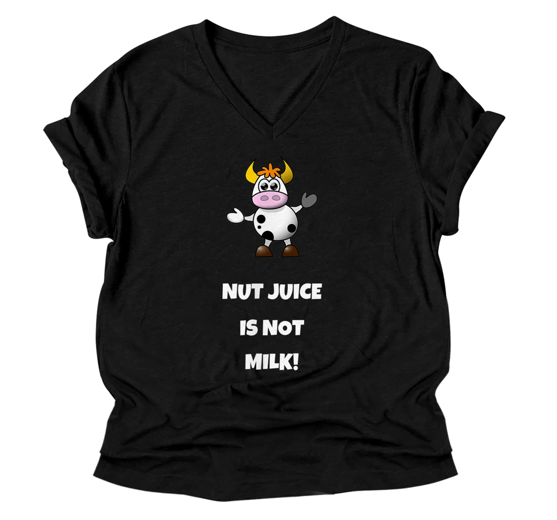 Personalized Funny Cow Nut Juice Is Not Milk V-Neck T-Shirt