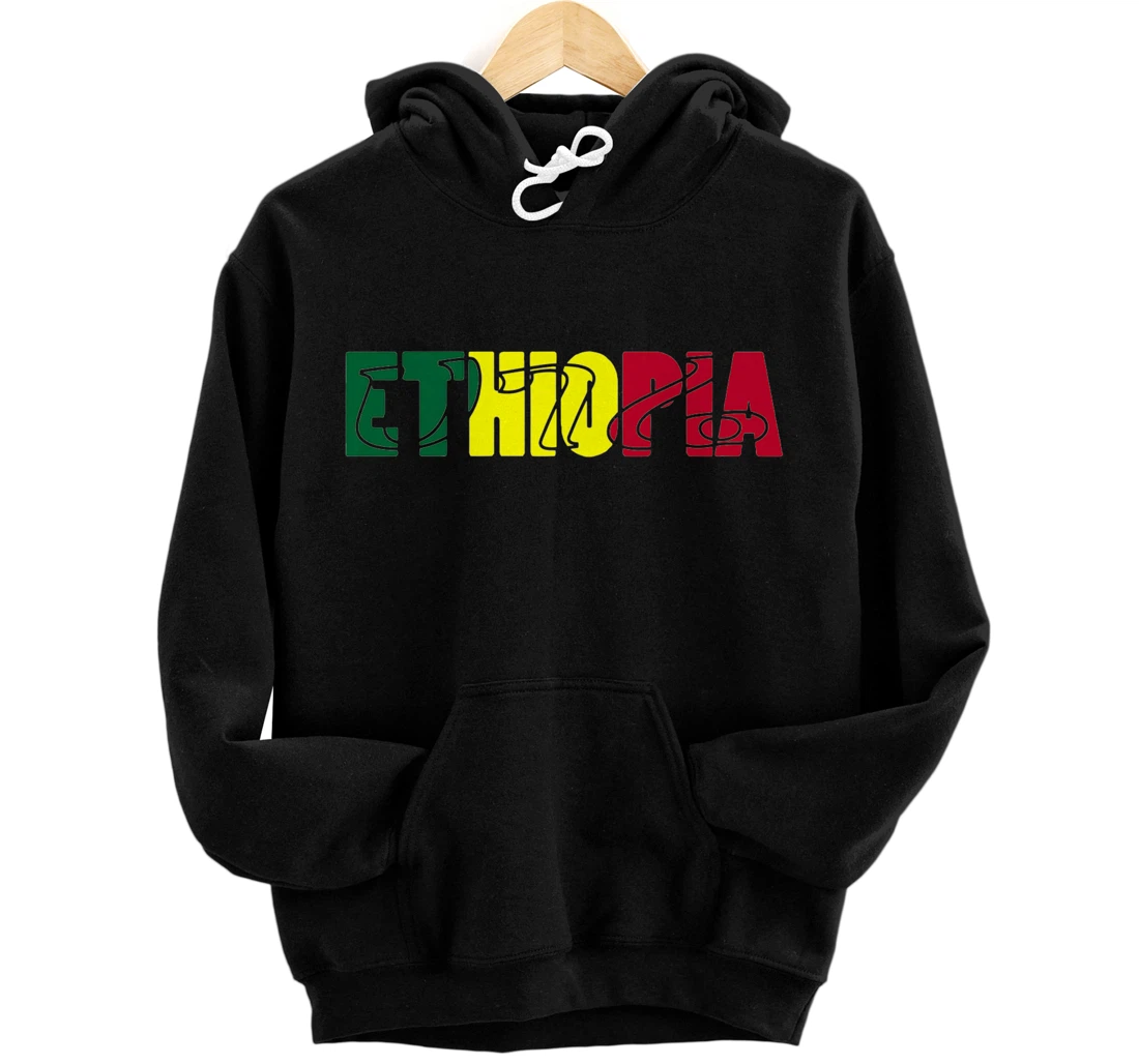 Personalized Ethiopia, Ethiopian Pride Wearable in Geez and English. Premium Pullover Hoodie