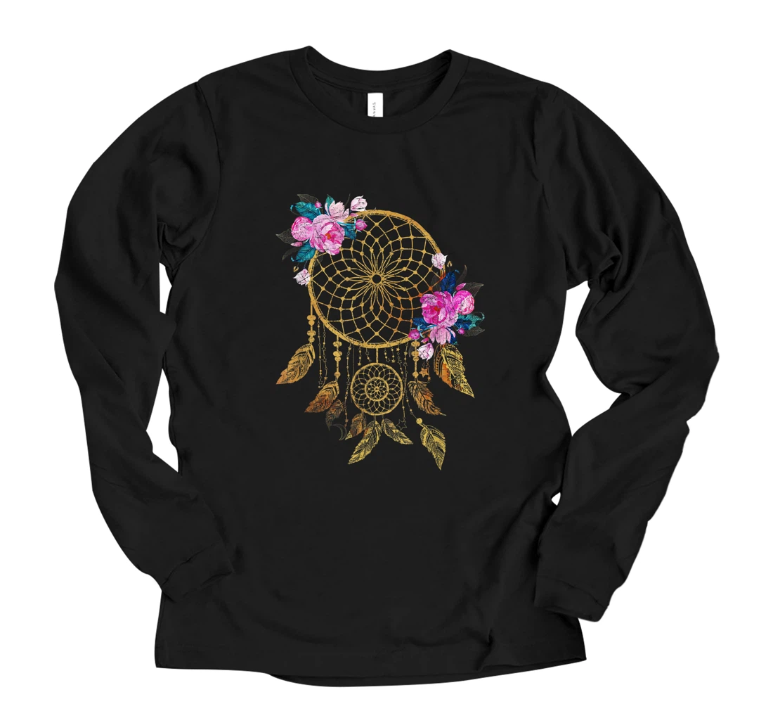 Personalized Indigenous Tribe Floral Dreamcatcher Indian Native American Long Sleeve T-Shirt