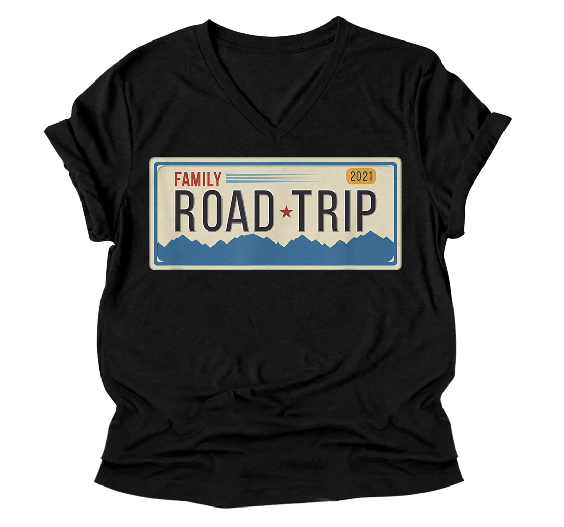 Personalized 2021 Family Road Trip V-Neck T-Shirt