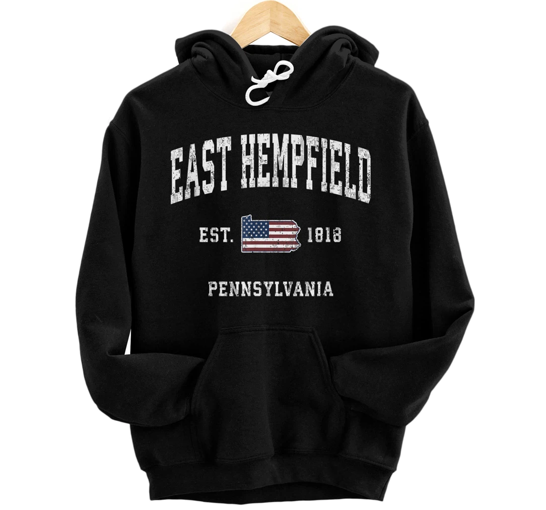 Personalized East Hempfield Pennsylvania PA Vintage American Flag Design Pullover Hoodie