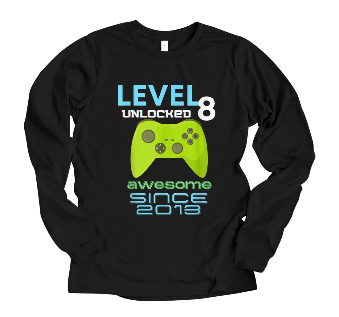 Personalized Level 8 Unlocked Awesome 2013 Video Gamer Long Sleeve T-Shirt
