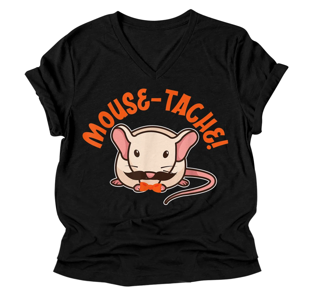 Personalized Mouse-tache! Mouse and Mice Design for Kids Girls and Boys V-Neck T-Shirt