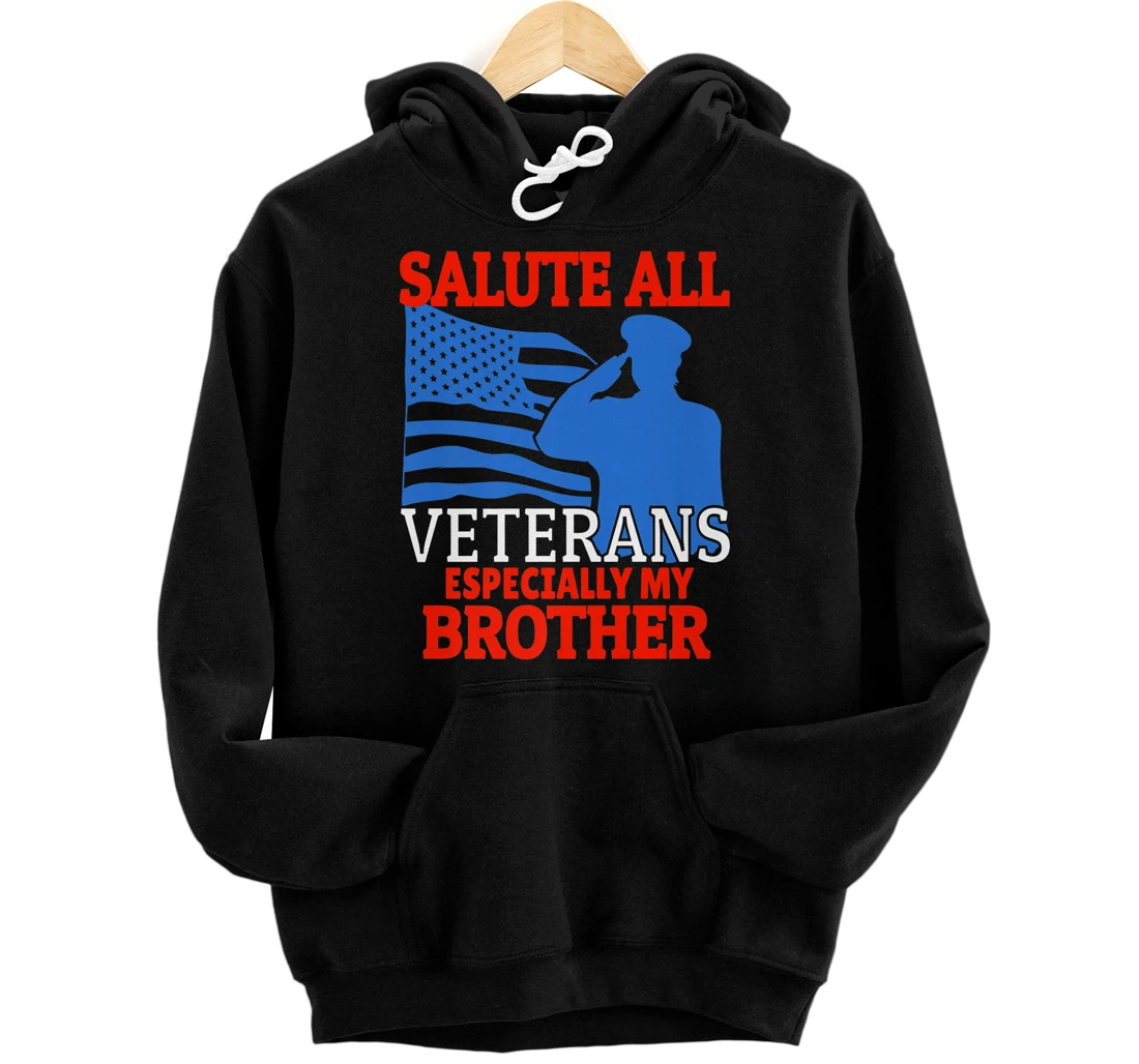 Personalized Veteran Sister or Brother Proud Support USA Flag Premium Pullover Hoodie