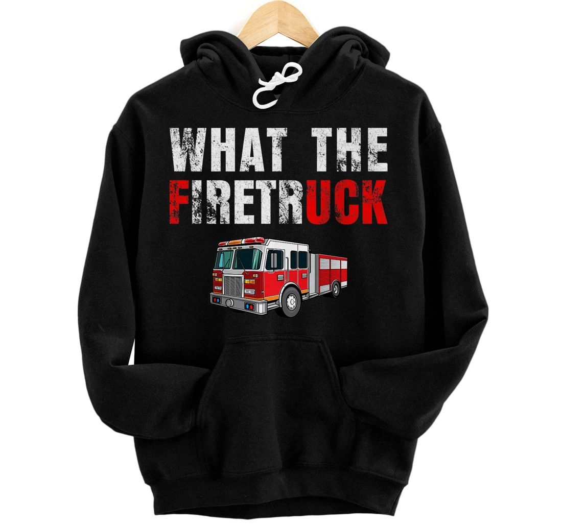 Personalized What the Firetruck Funny Firefighter Fire Rescuer Gift Premium Pullover Hoodie