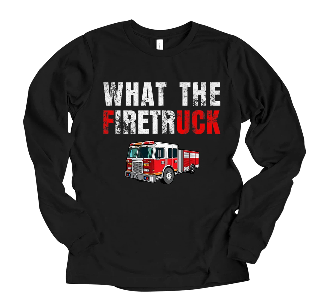 Personalized What the Firetruck Funny Firefighter Fire Rescuer Gift Premium Long Sleeve T-Shirt