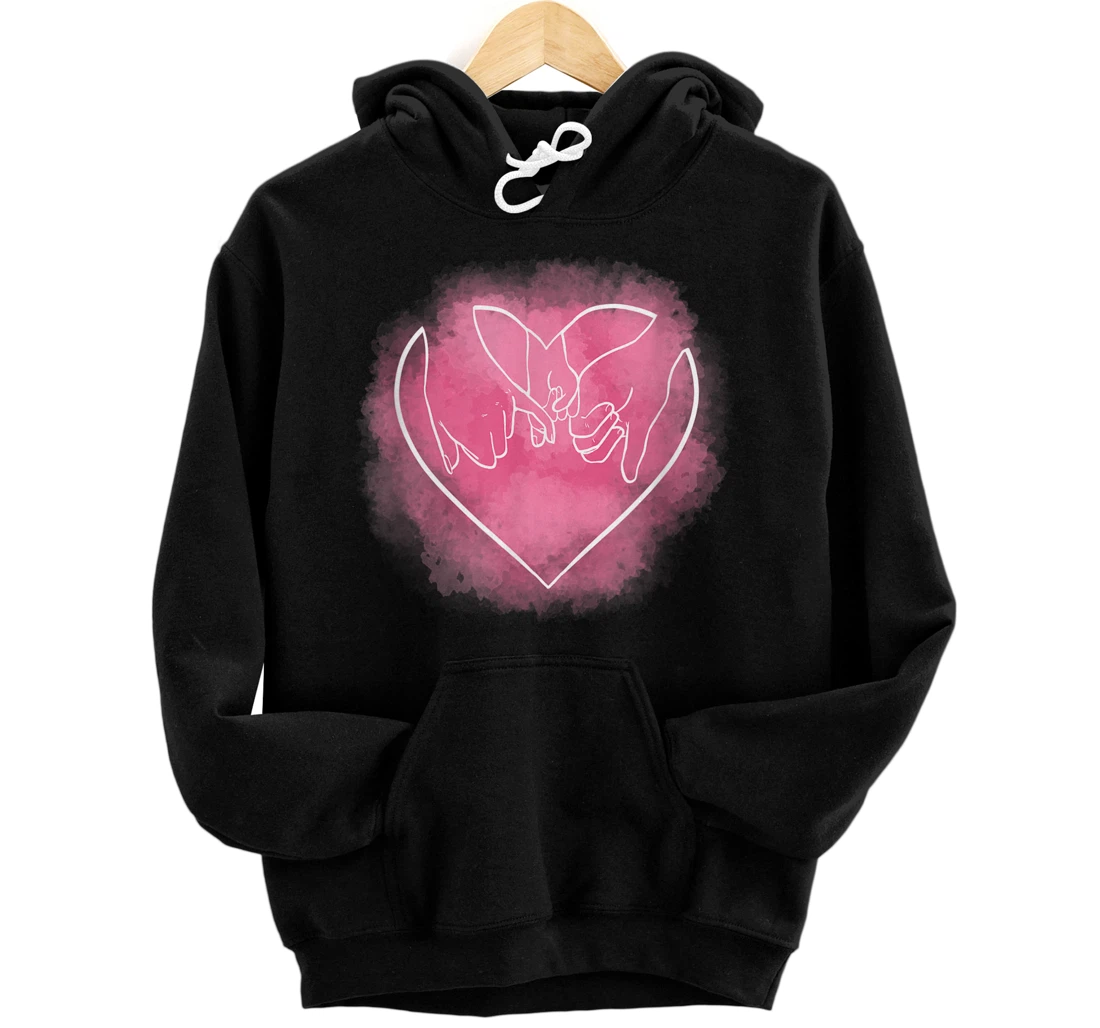 Personalized Family Heart Love Child Minimalist Abstract Line Art Couple Pullover Hoodie