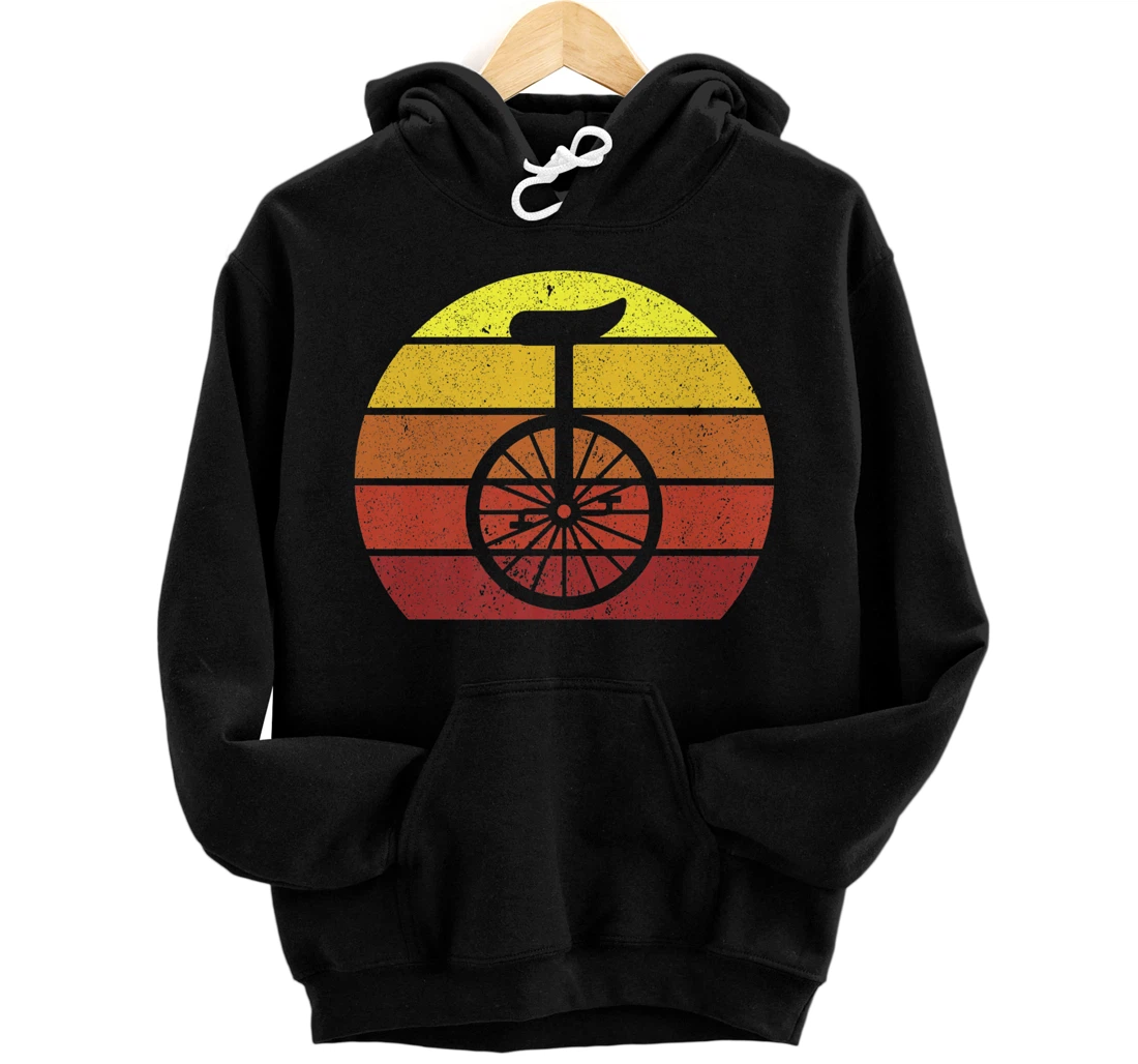 Personalized Unicycle Retro Circle Vintage Cycling Balancing Unicycle Premium Pullover Hoodie