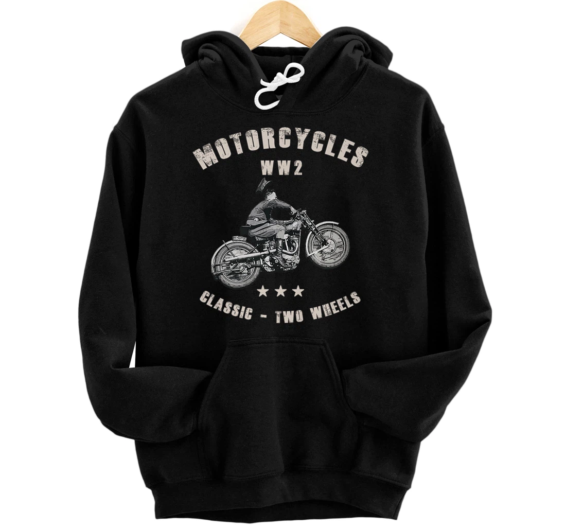 Personalized Retro WWII Classic Motorcycle WW2 Premium Pullover Hoodie