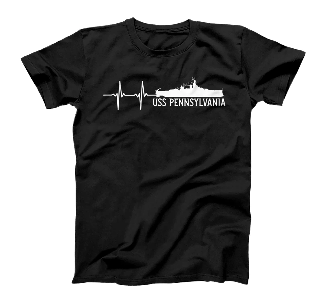 EKG Heartbeat USS Pennsylvania BB-38 Battleship Long Sleeve T-Shirt