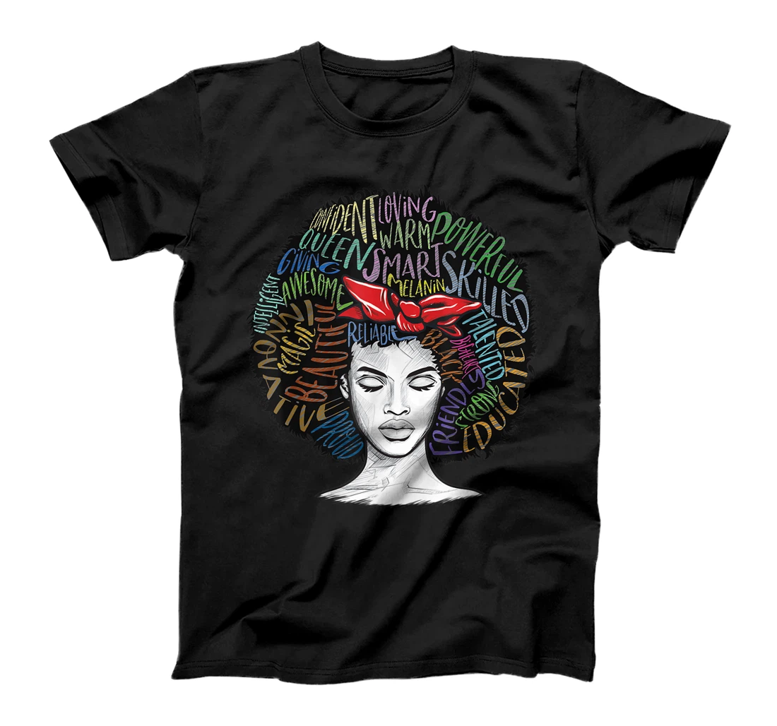 Personalized Afro Women Black Queen African American Melanin Queen T-Shirt, Kid T-Shirt and Women T-Shirt